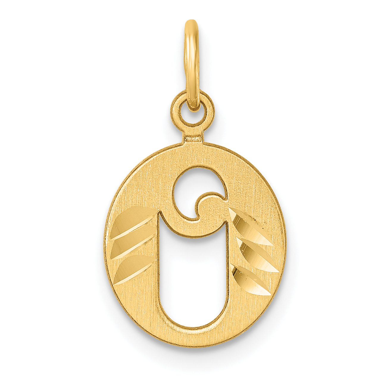 14K Diamond-cut Letter O Initial Charm (C4833O)