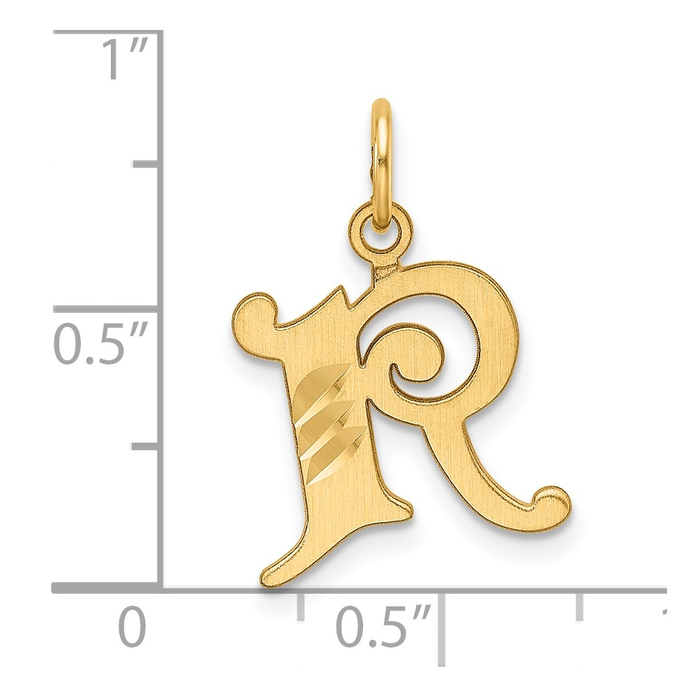 14K Diamond-cut Letter R Initial Charm (C4833R)
