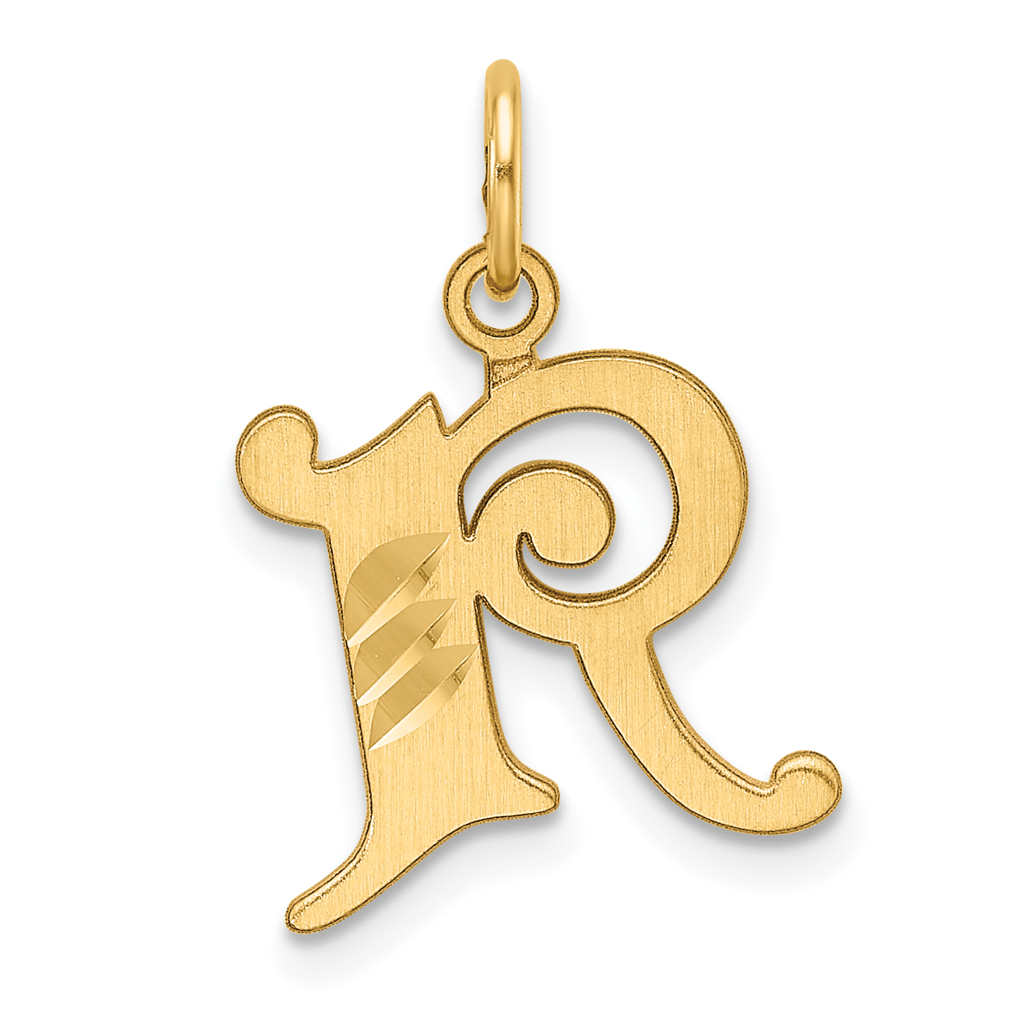14K Diamond-cut Letter R Initial Charm (C4833R)