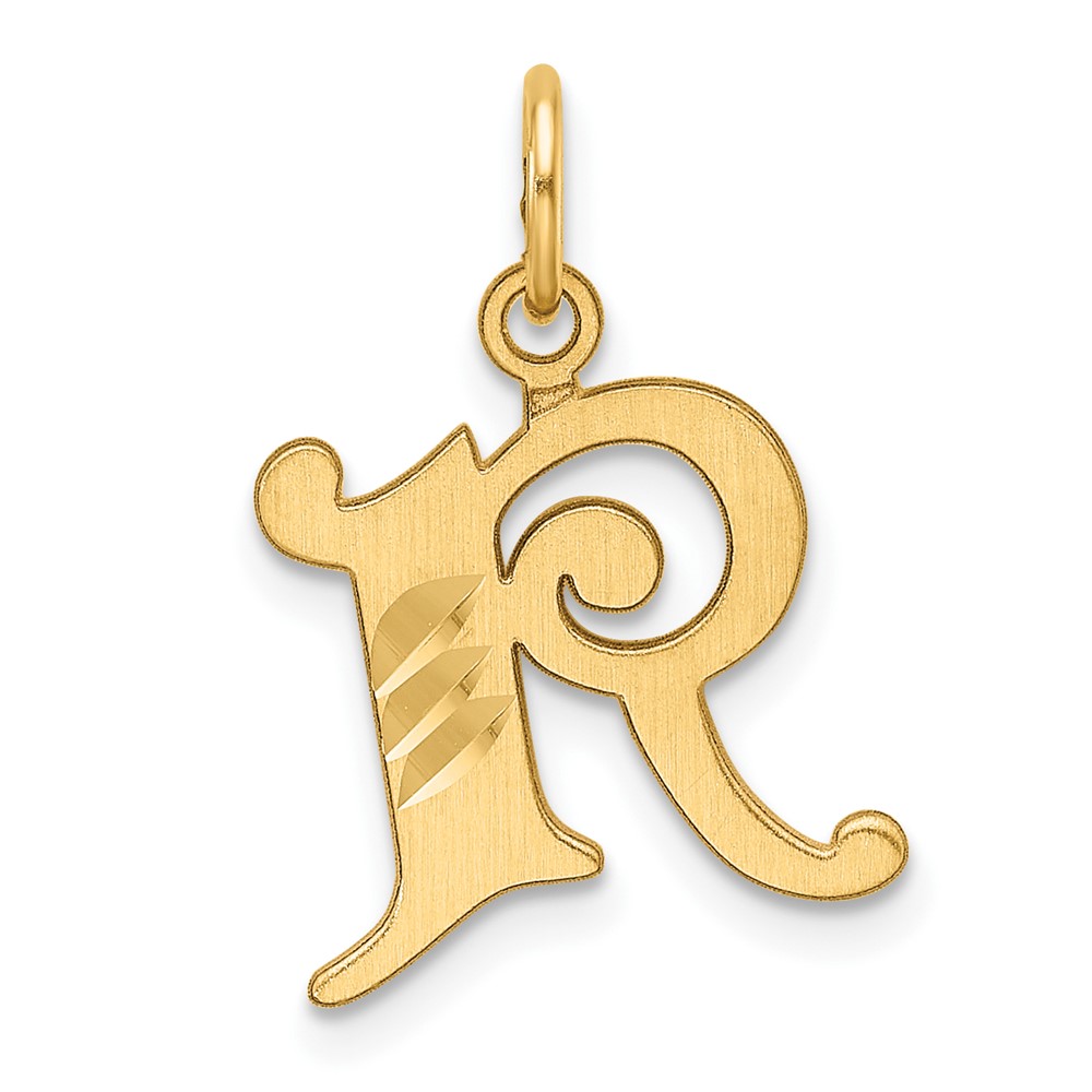 14K Diamond-cut Letter R Initial Charm (C4833R)