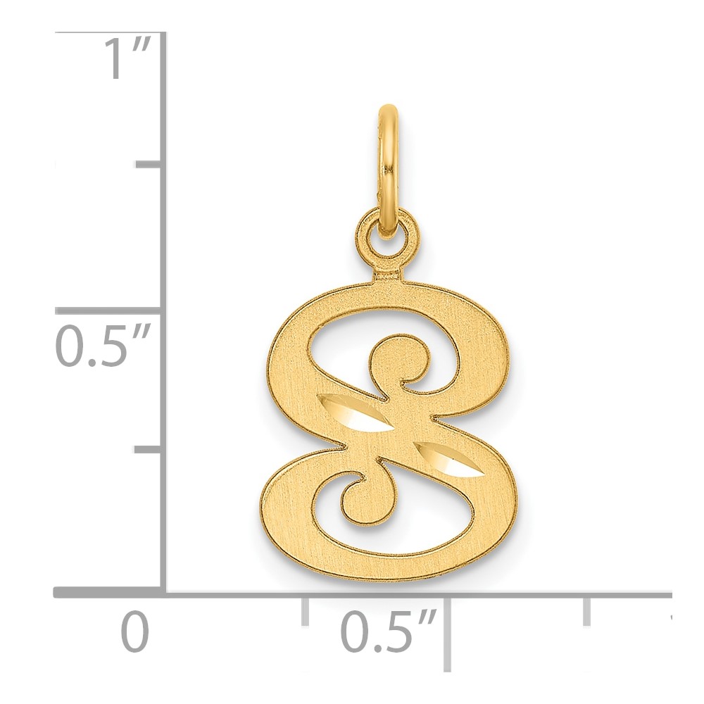 14K Diamond-cut Letter S Initial Charm (C4833S)