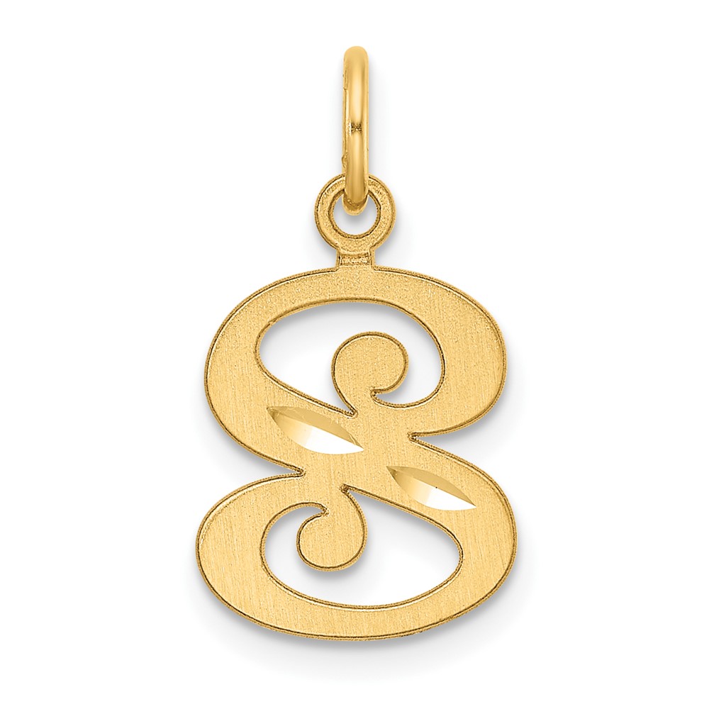 14K Diamond-cut Letter S Initial Charm (C4833S)