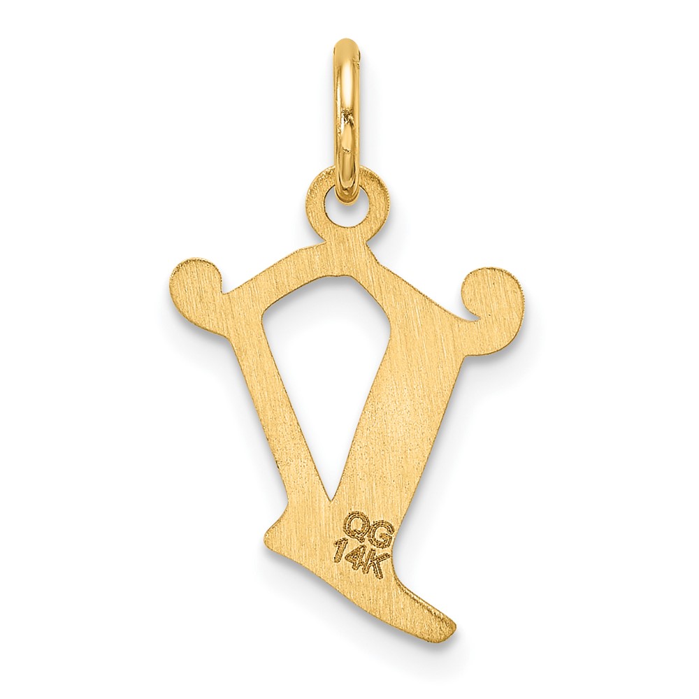 14K Diamond-cut Letter V Initial Charm (C4833V)