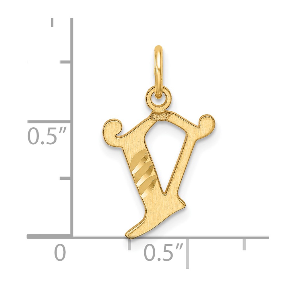 14K Diamond-cut Letter V Initial Charm (C4833V)