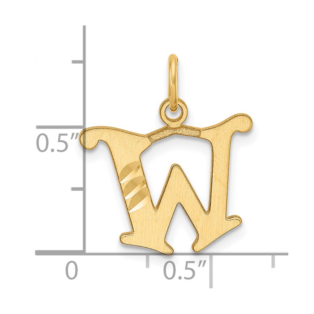 14K Diamond-cut Letter W Initial Charm (C4833W)