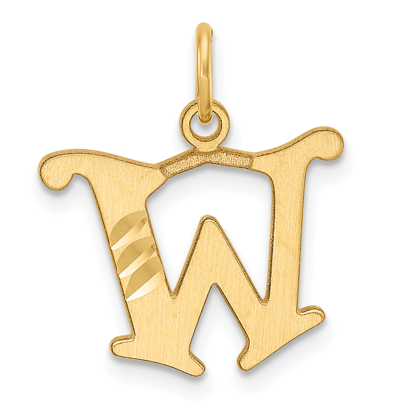 14K Diamond-cut Letter W Initial Charm (C4833W)