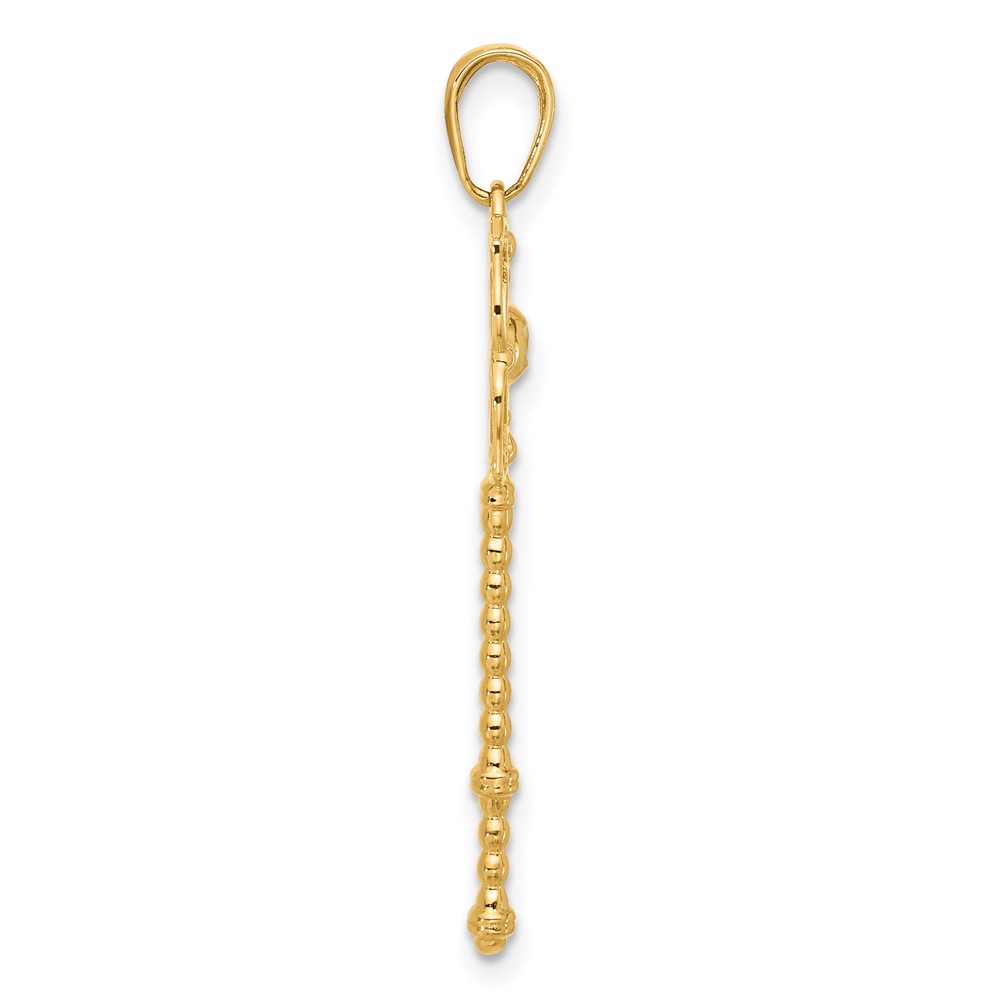 14k and White Rhodium D/C Floral Key Pendant (C4836)