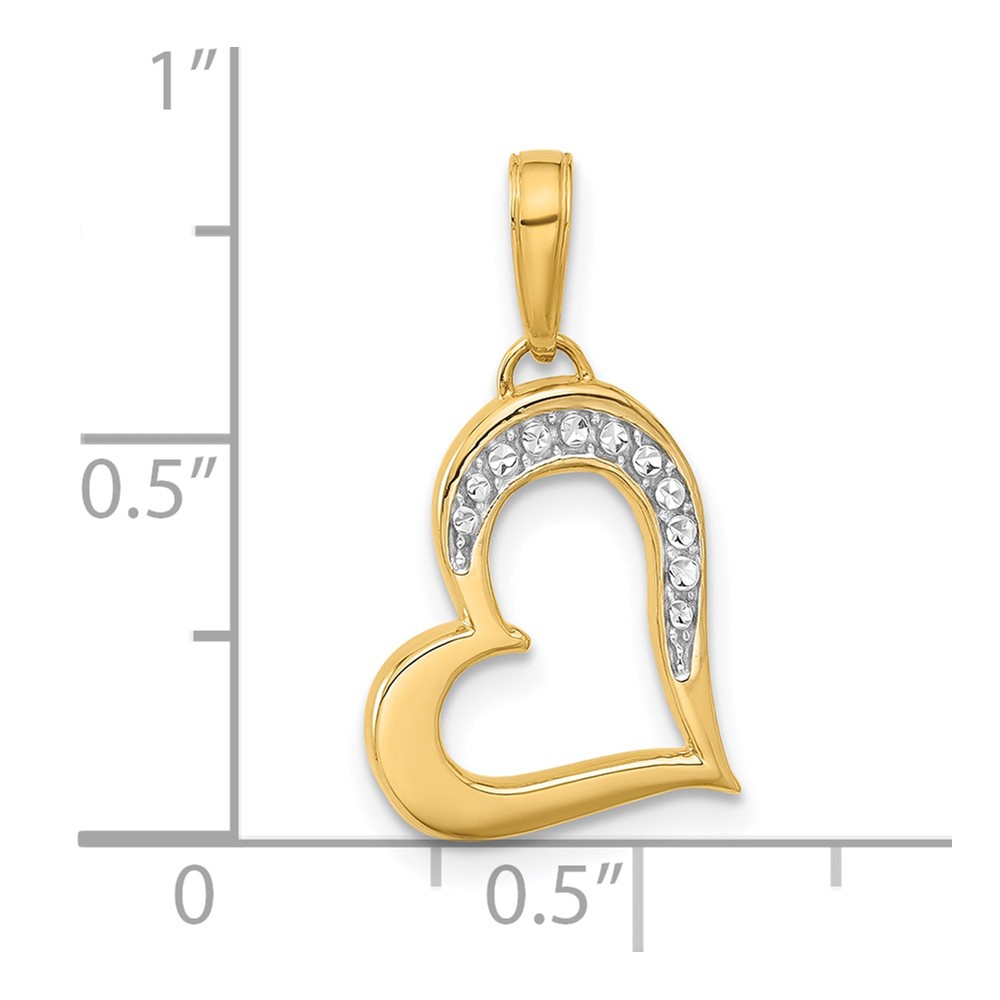 14k and White Rhodium D/C Heart Pendant (C4839)