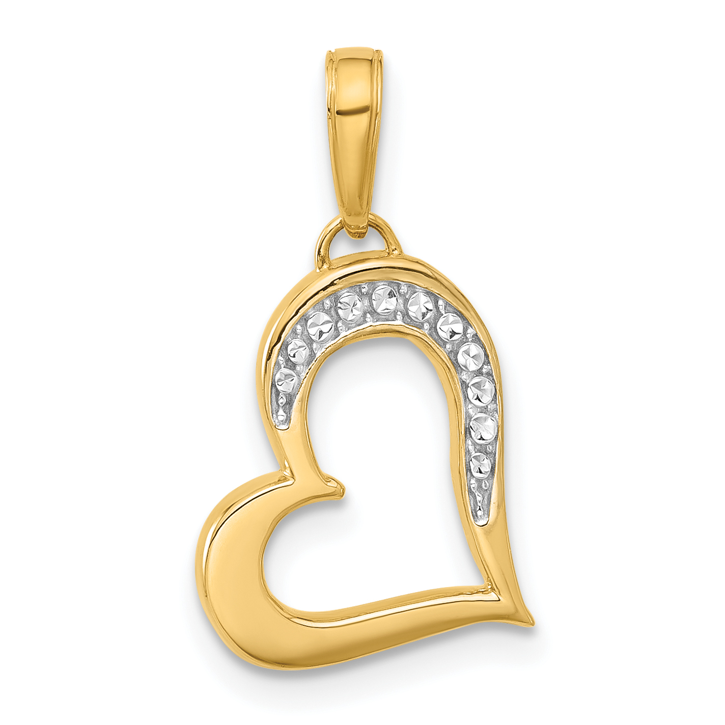 14k and White Rhodium D/C Heart Pendant (C4839)