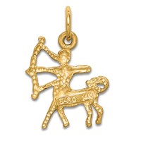 14K Yellow Gold Satin Diamond-cut Sagittarius Zodiac Charm view 4