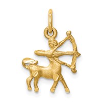 14K Yellow Gold Satin Diamond-cut Sagittarius Zodiac Charm view 1