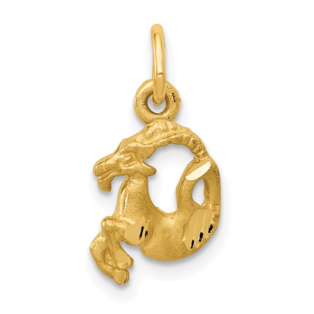 14K Satin Diamond-cut Capricorn Zodiac Charm