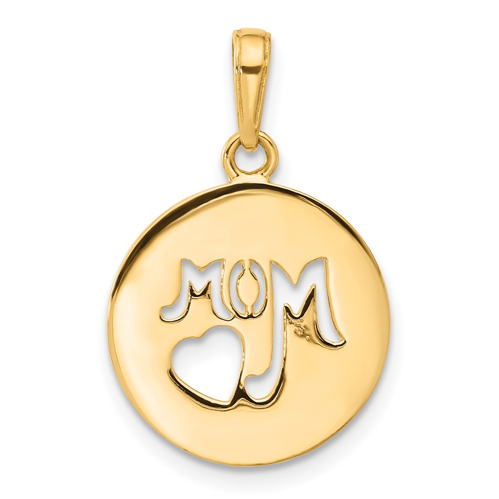14K and White Rhodium D/C MOM Cut-out Heart Pendant (C4857)