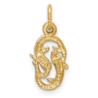 14K Satin Diamond-cut Pisces Zodiac Charm view 4