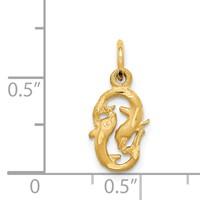 14K Satin Diamond-cut Pisces Zodiac Charm view 3