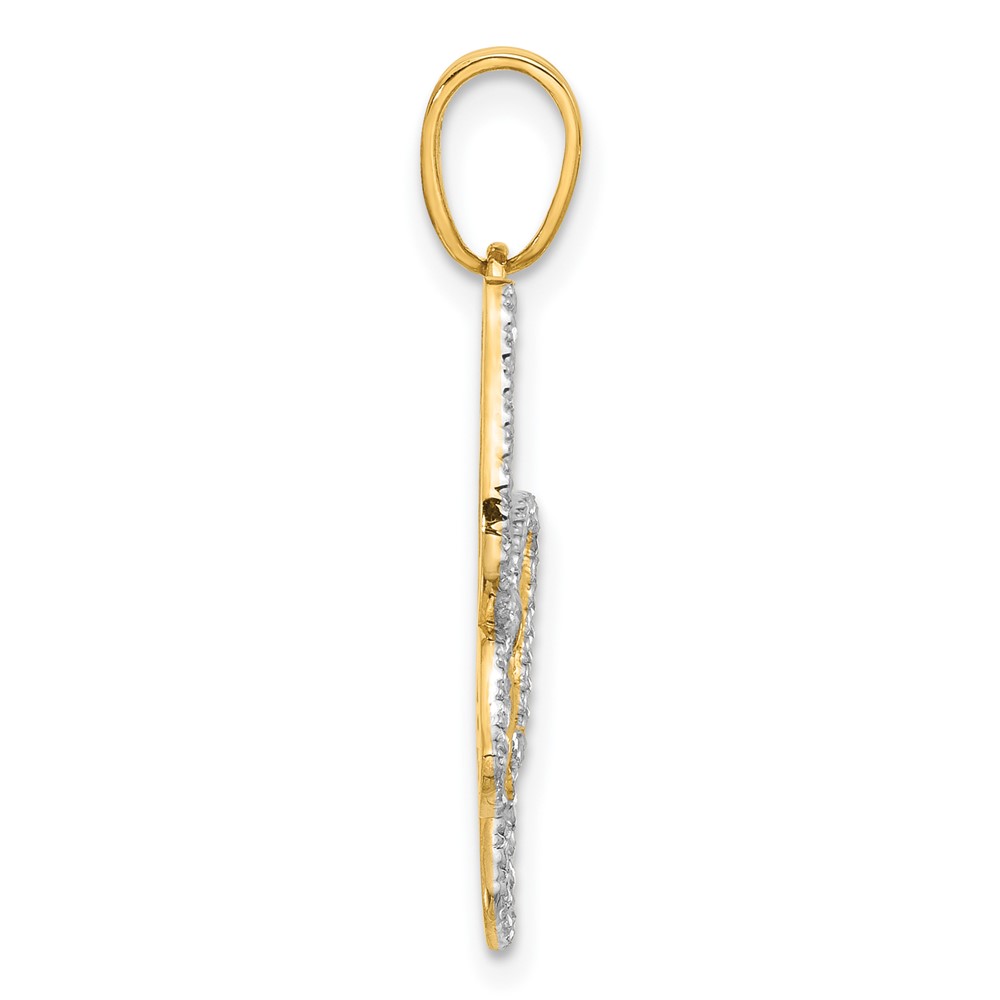 14K and White Rhodium D/C Butterfly Pendant (C4875)