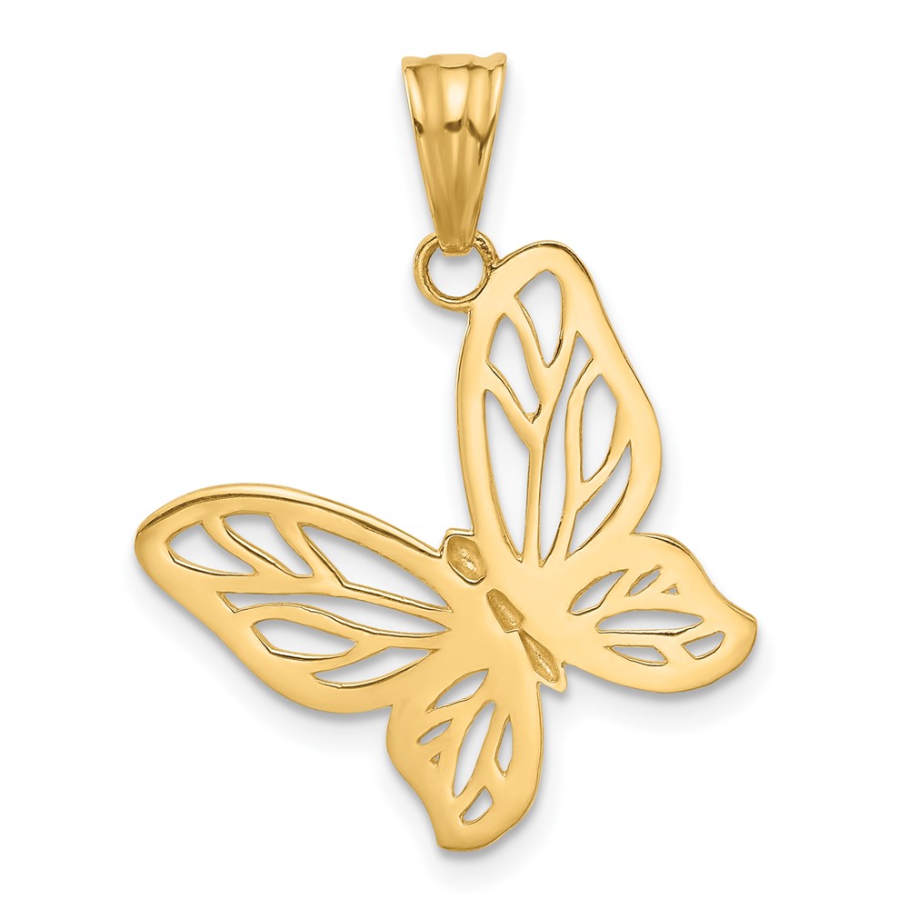 14K and White Rhodium D/C Butterfly Pendant (C4875)