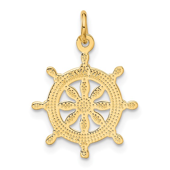 Gold Polished Ship Wheel Pendants