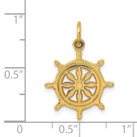 Gold Polished Ship Wheel Pendants