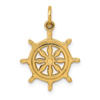 14K Yellow Gold Ships Wheel Charm view 1