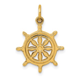Gold Polished Ship Wheel Pendants