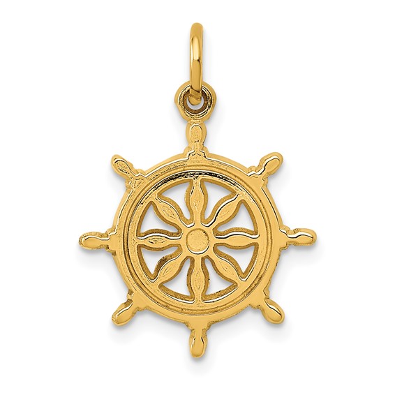 Gold Polished Ship Wheel Pendants