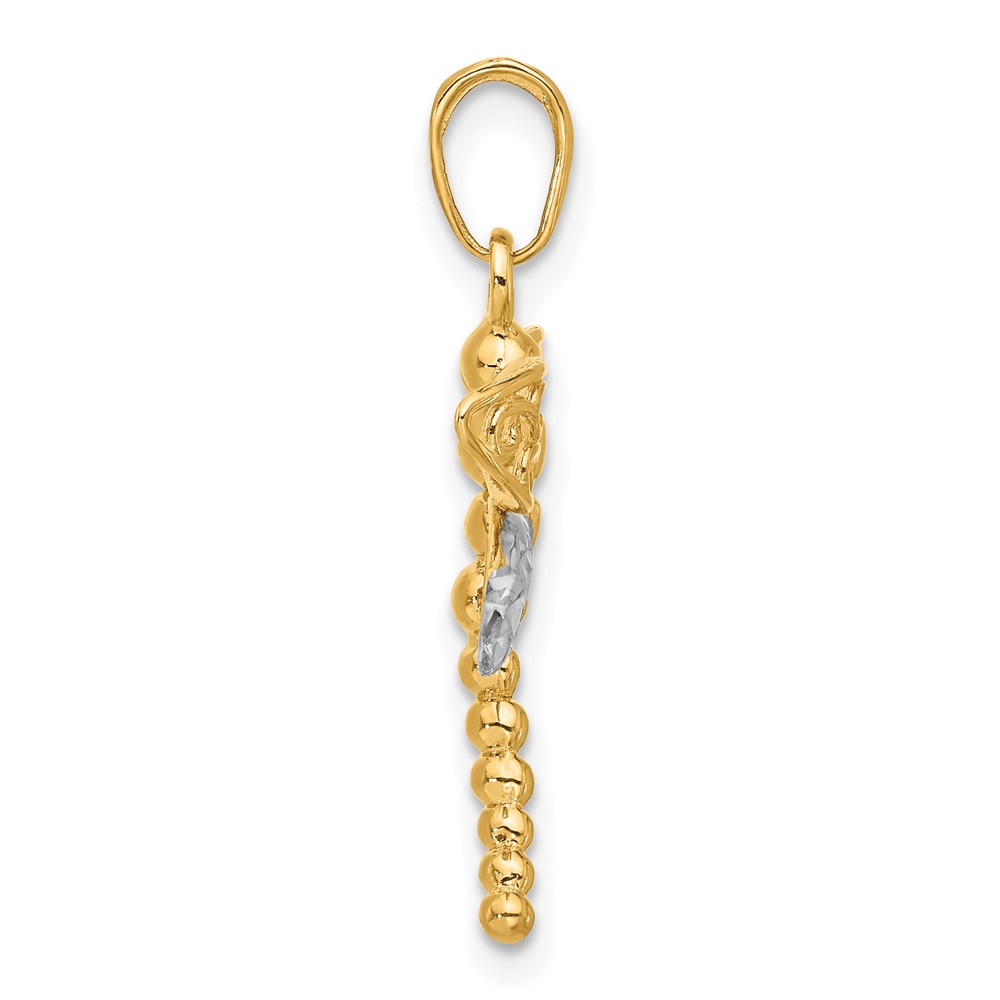 14k and White Rhodium Polished and D/C Dragonfly Pendant (C4880)