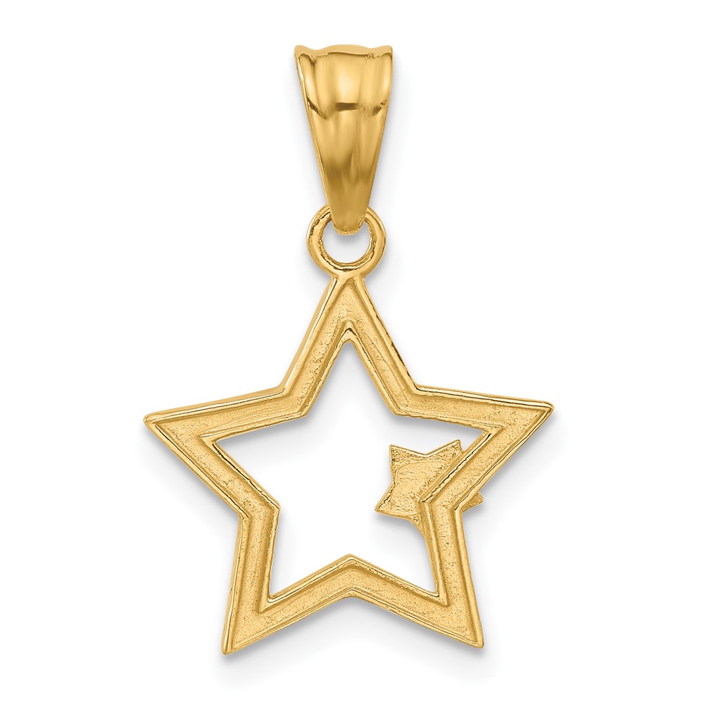 14K and White Rhodium D/C Stars Pendant (C4885)