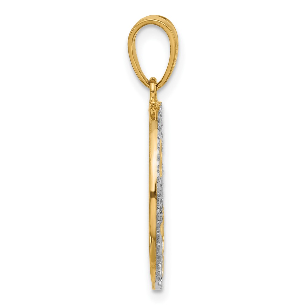 14K and White Rhodium D/C Stars Pendant (C4886)