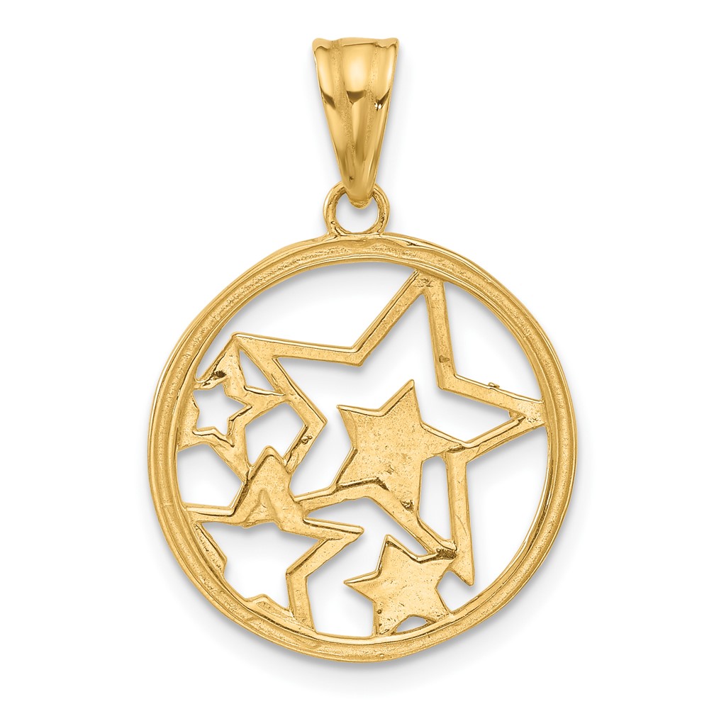 14K and White Rhodium D/C Stars Pendant (C4886)