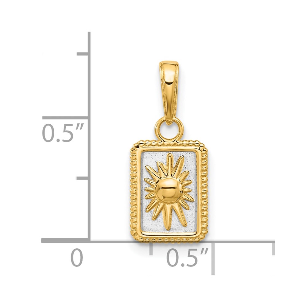 14K and White Rhodium Sun in Frame Pendant (C4887)