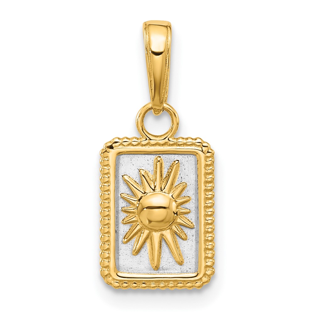 14K and White Rhodium Sun in Frame Pendant (C4887)