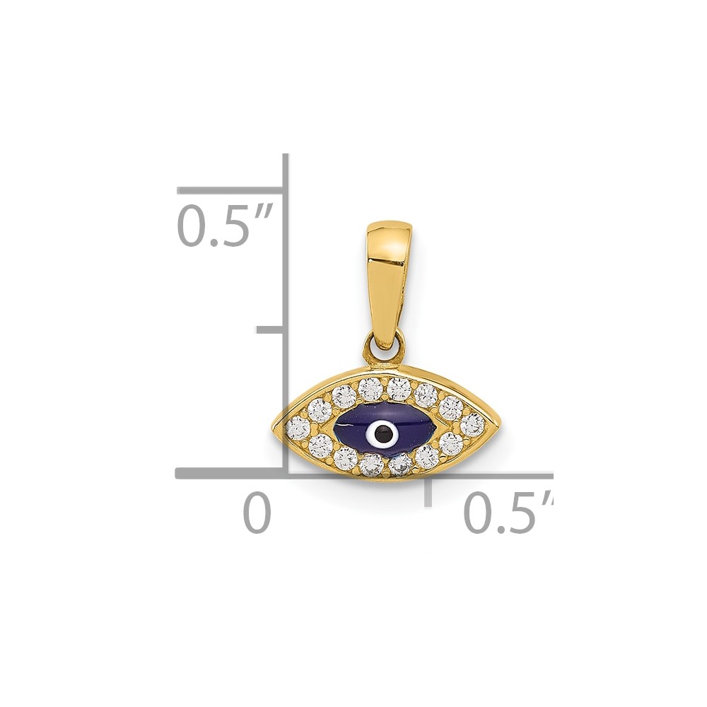 14K Polished CZ and Enamel Evil Eye Pendant (C4894)