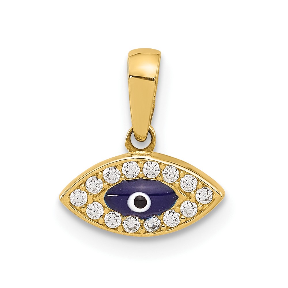 14K Polished CZ and Enamel Evil Eye Pendant (C4894)