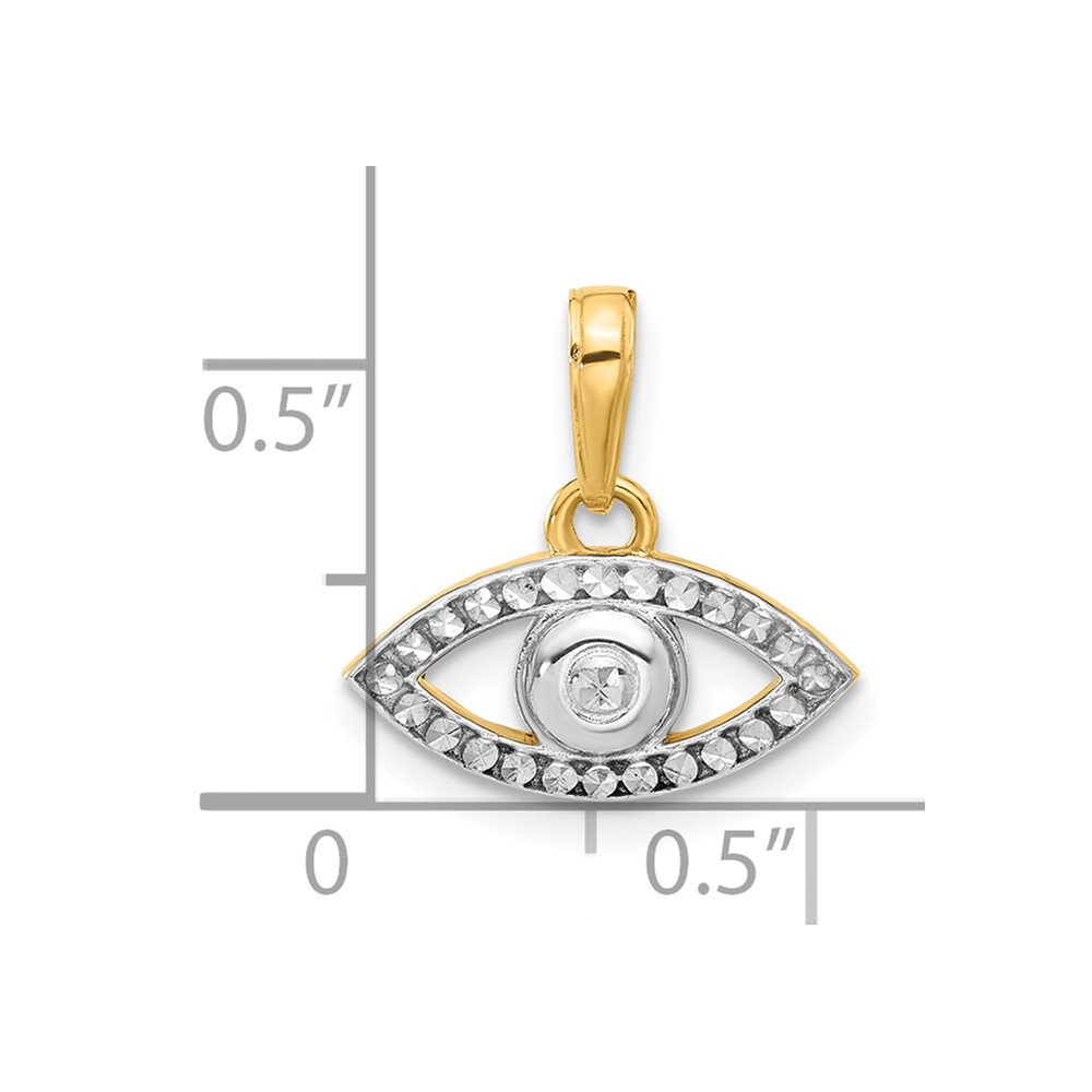 14K and White Rhodium D/C Evil Eye Pendant (C4895)