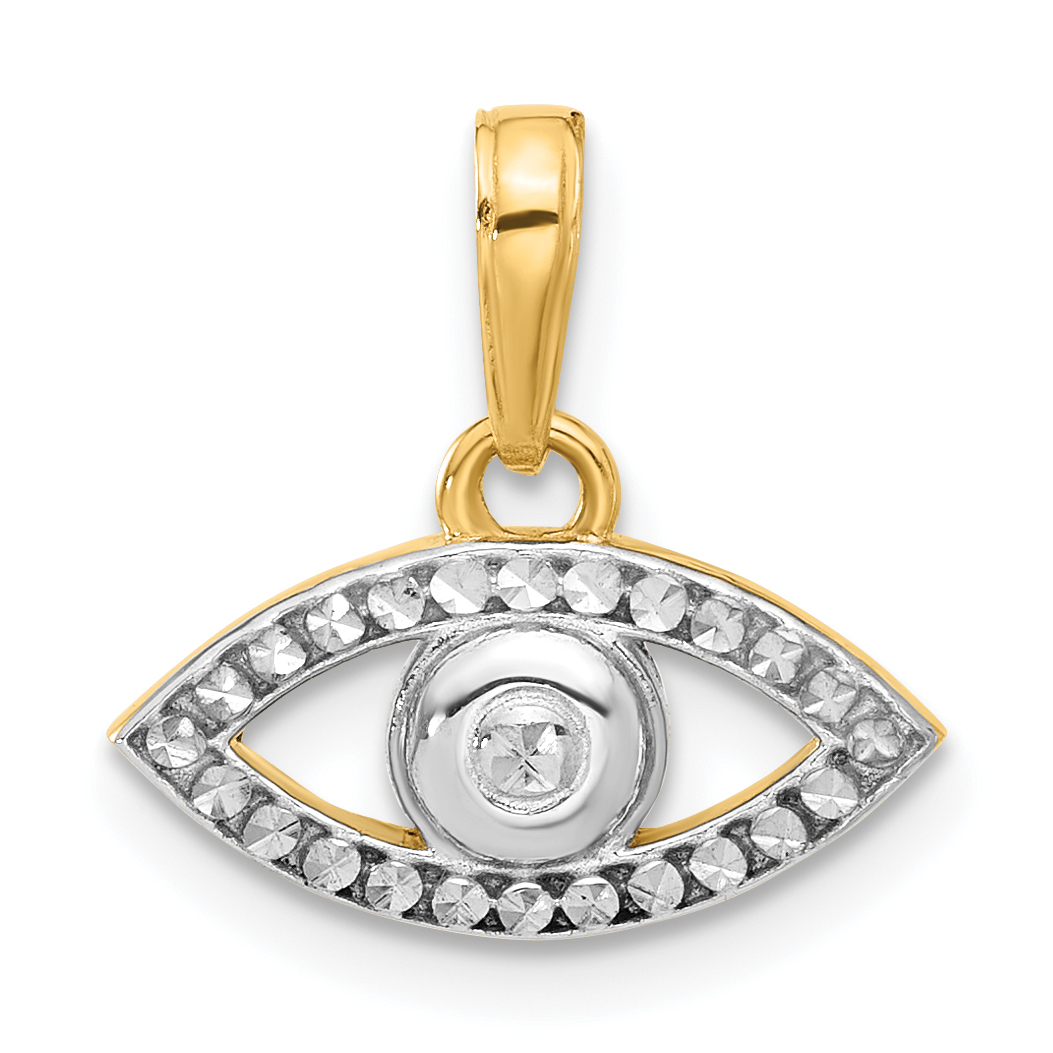 14K and White Rhodium D/C Evil Eye Pendant (C4895)