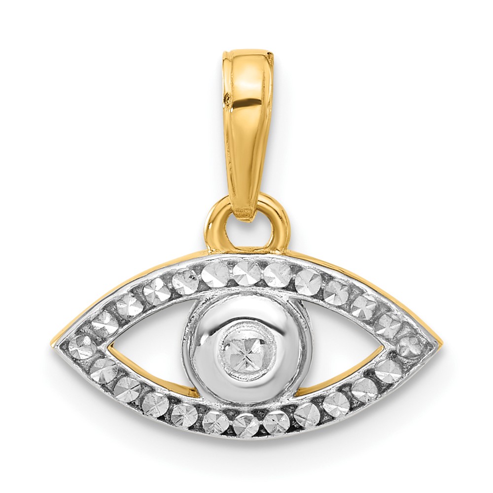 14K and White Rhodium D/C Evil Eye Pendant (C4895)