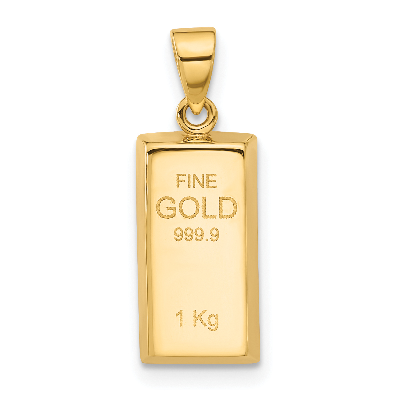 14K Polished Gold Bar Pendant (C4896)