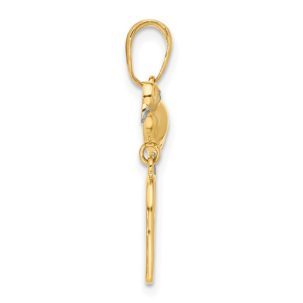 14K and White Rhodium D/C Bird on Bird Cage Pendant (C4897)