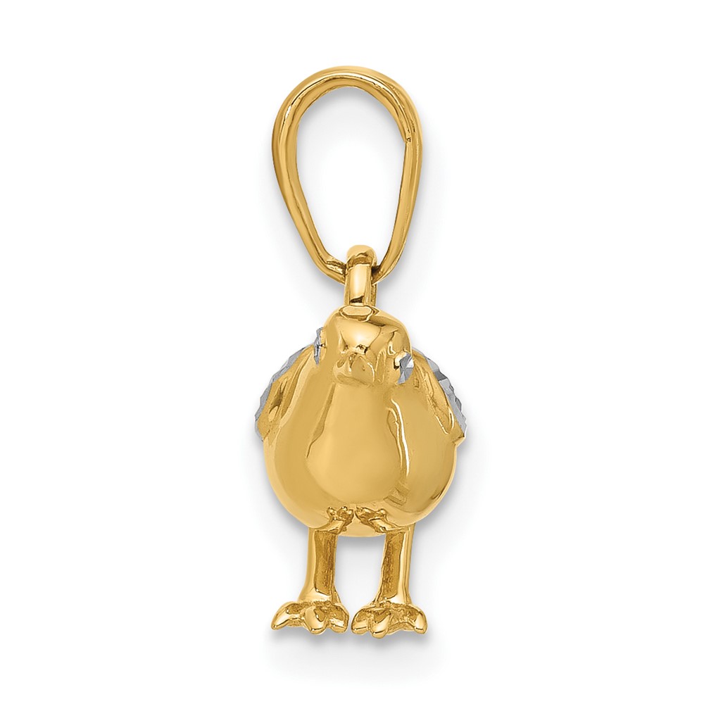 14K and White Rhodium D/C 3D Bird Pendant (C4898)