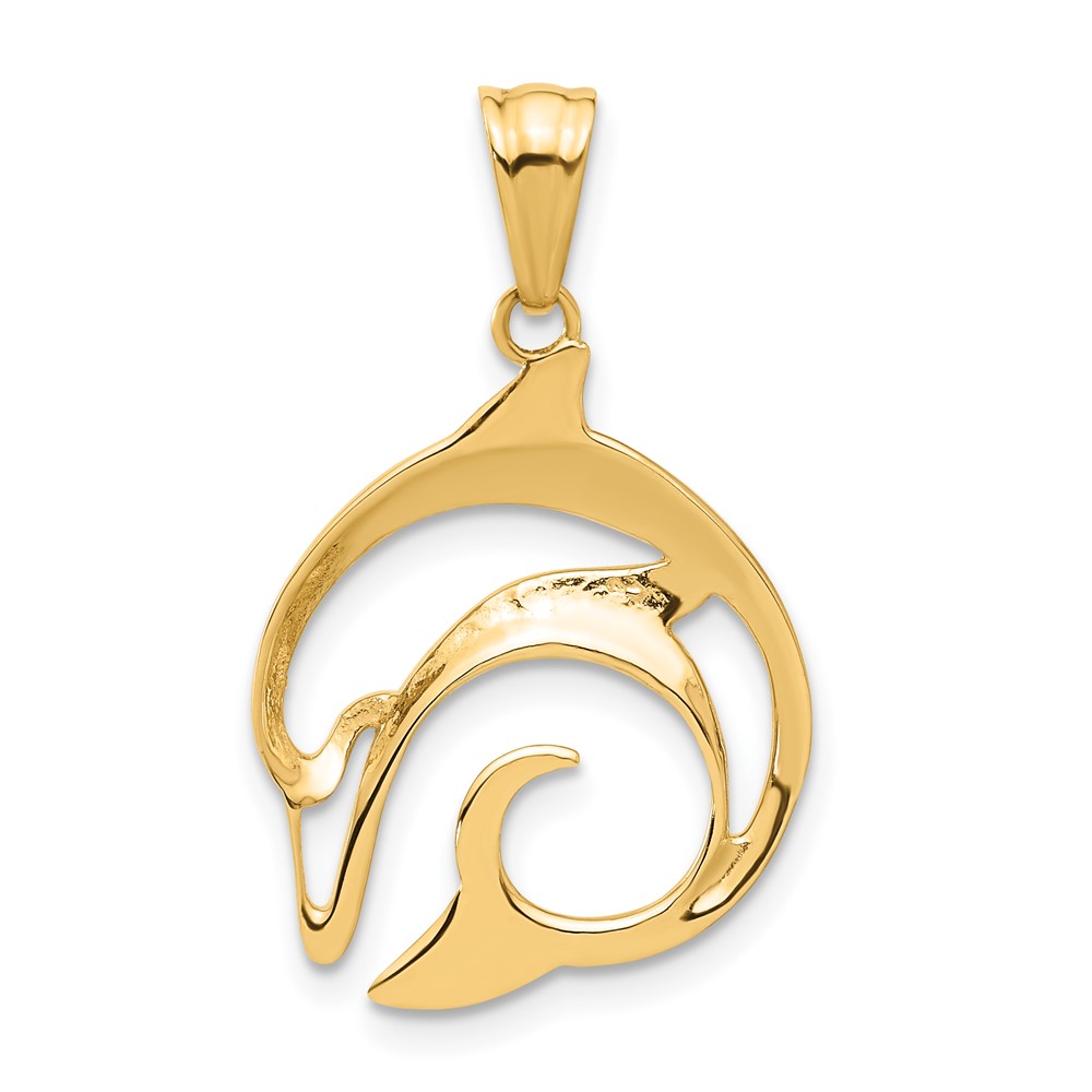 14K Polished Cut Out Dolphin Pendant (C4910)