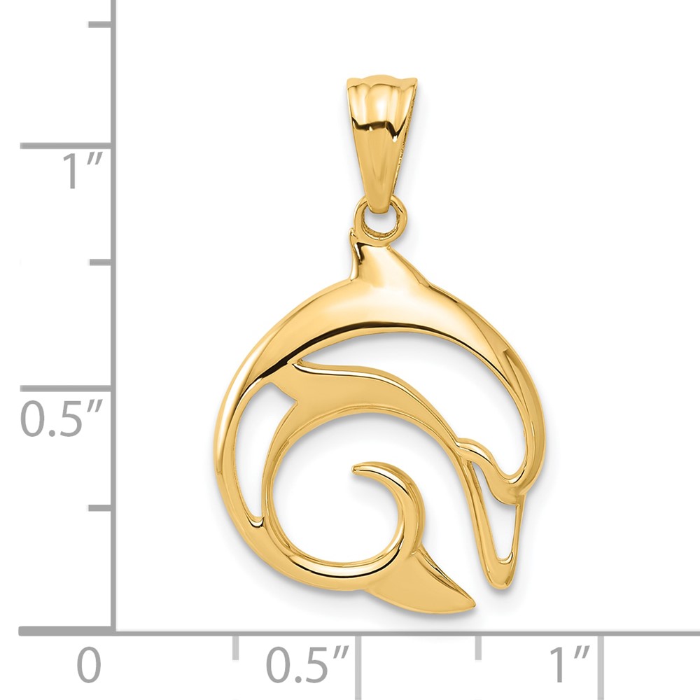 14K Polished Cut Out Dolphin Pendant (C4910)