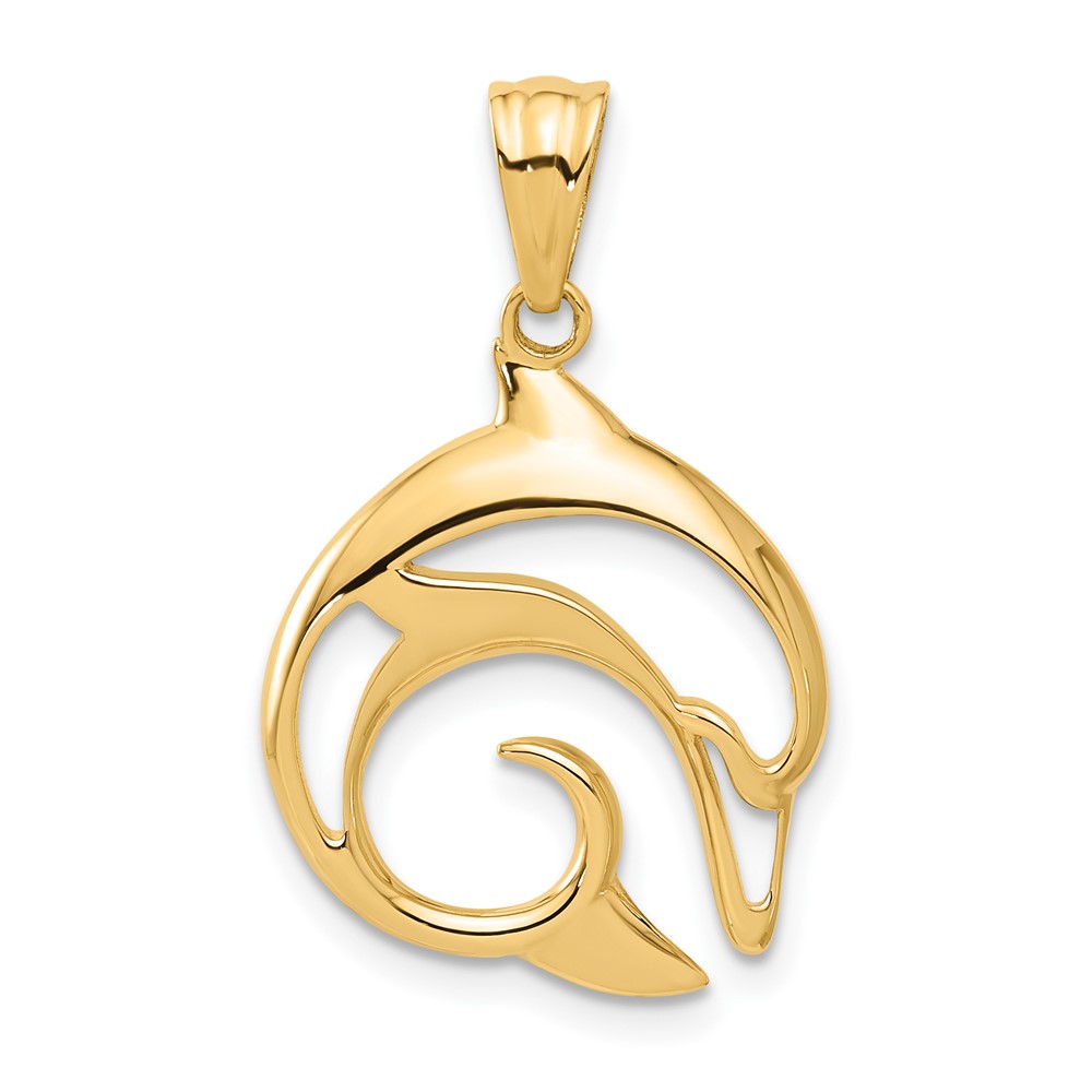 14K Polished Cut Out Dolphin Pendant (C4910)