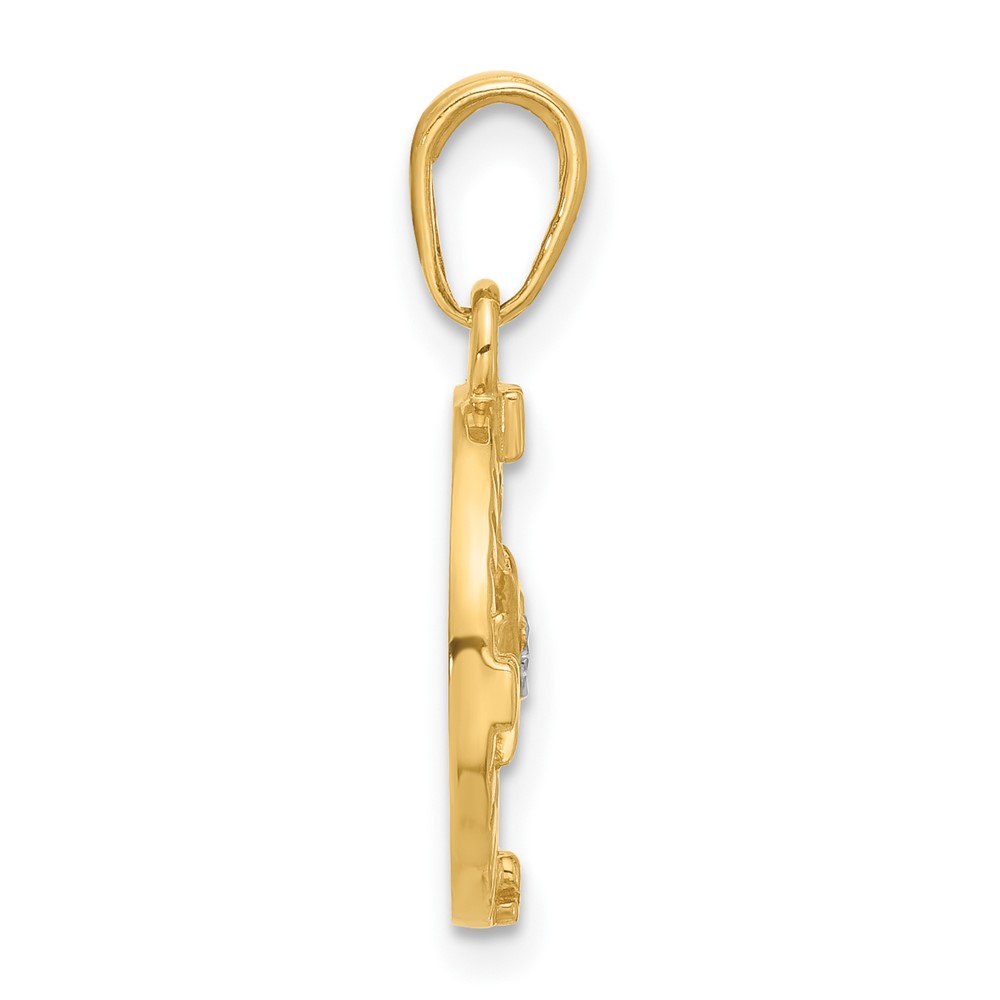 14k and White Rhodium D/C Compass Pendant (C4922)