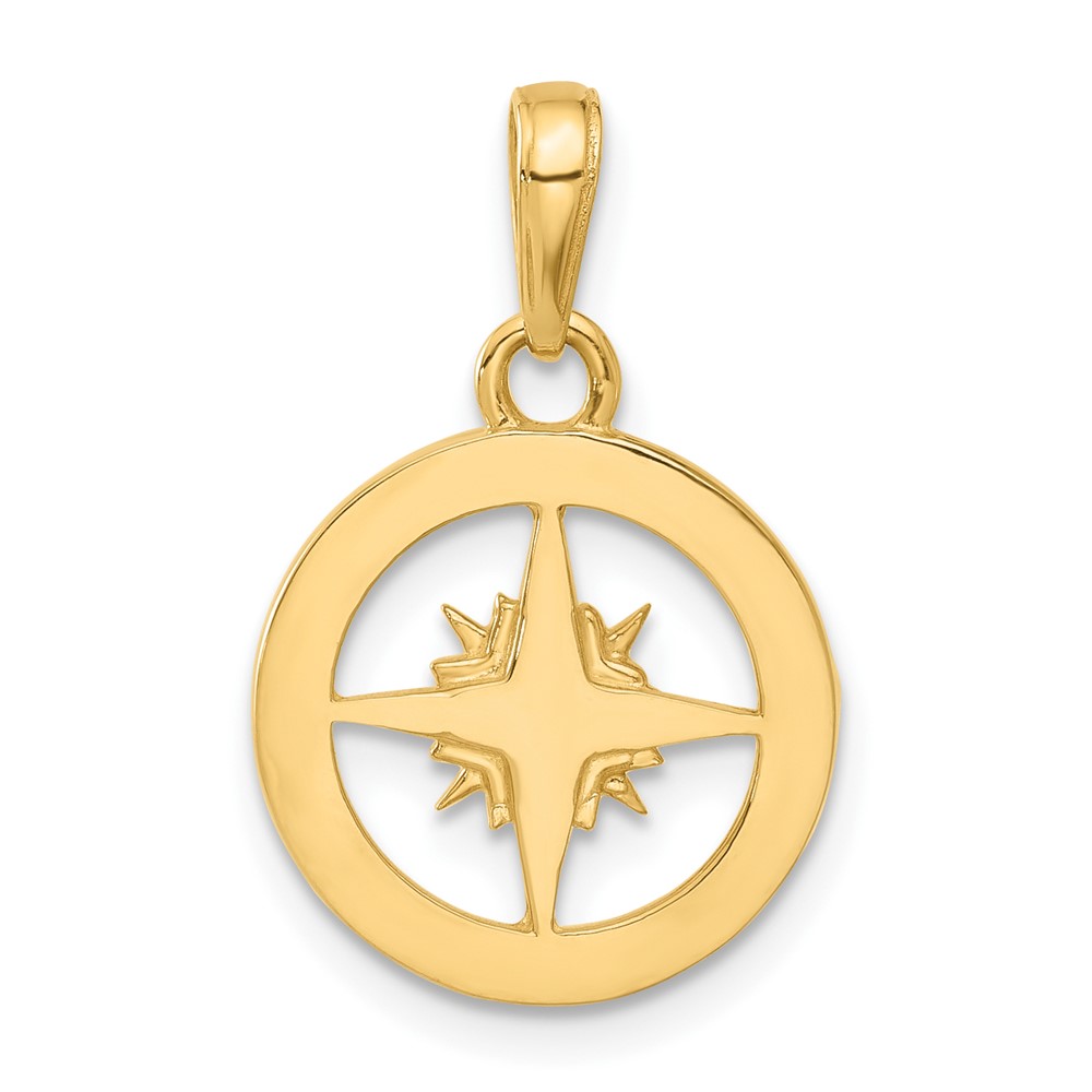 14k and White Rhodium D/C Compass Pendant (C4922)