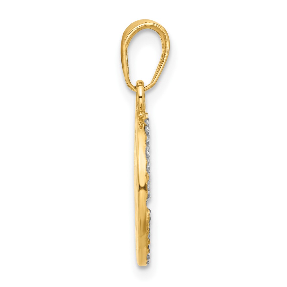 14k and White Rhodium D/C Compass Pendant (C4923)