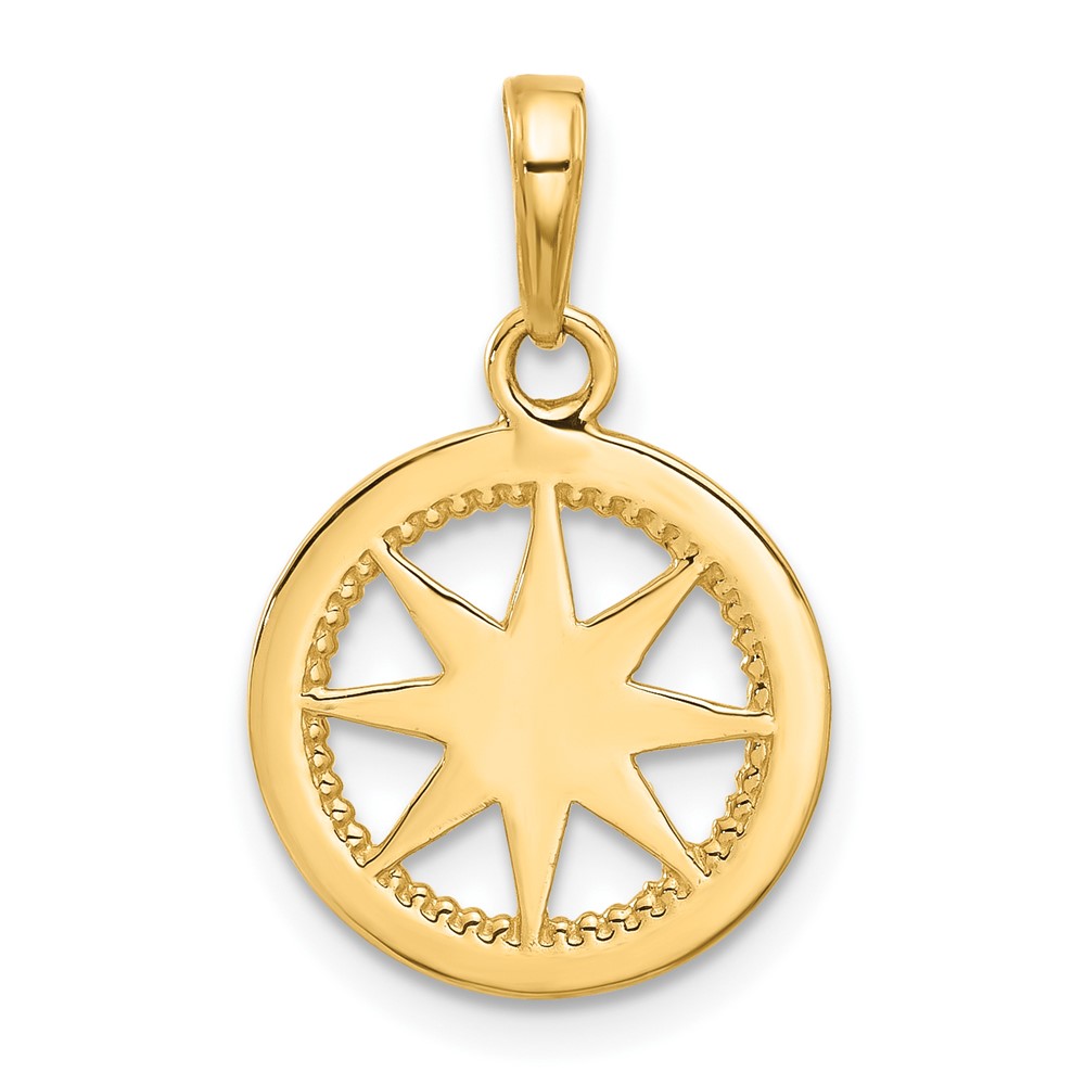 14k and White Rhodium D/C Compass Pendant (C4923)