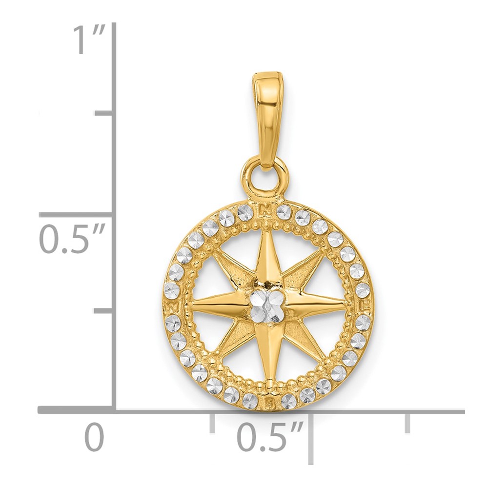 14k and White Rhodium D/C Compass Pendant (C4923)
