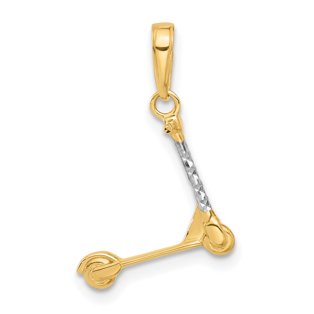 14K and White Rhodium D/C 3D Scooter Pendant (C4925)