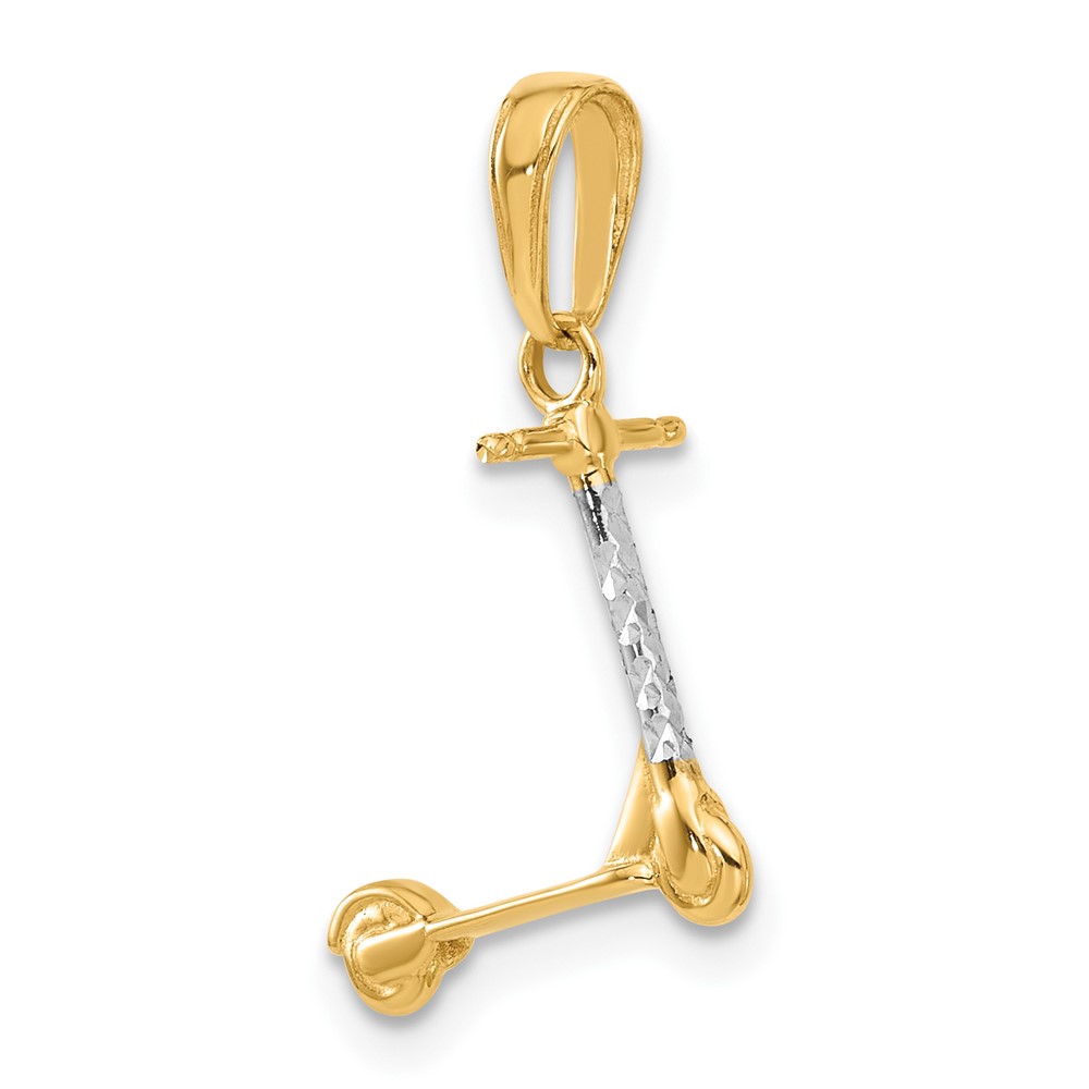 14K and White Rhodium D/C 3D Scooter Pendant (C4925)